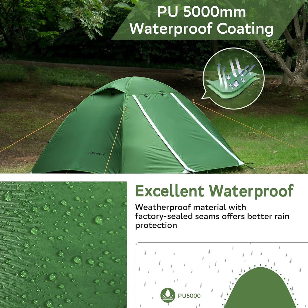 Lightweight Backpacking Tent - 1/1.5/2/3/4/6 Person Ultralight Waterproof Camping Tent, 3 Season Large Size Easy Setup Tent for Family, Outdoor, Hiking and Mountaineering