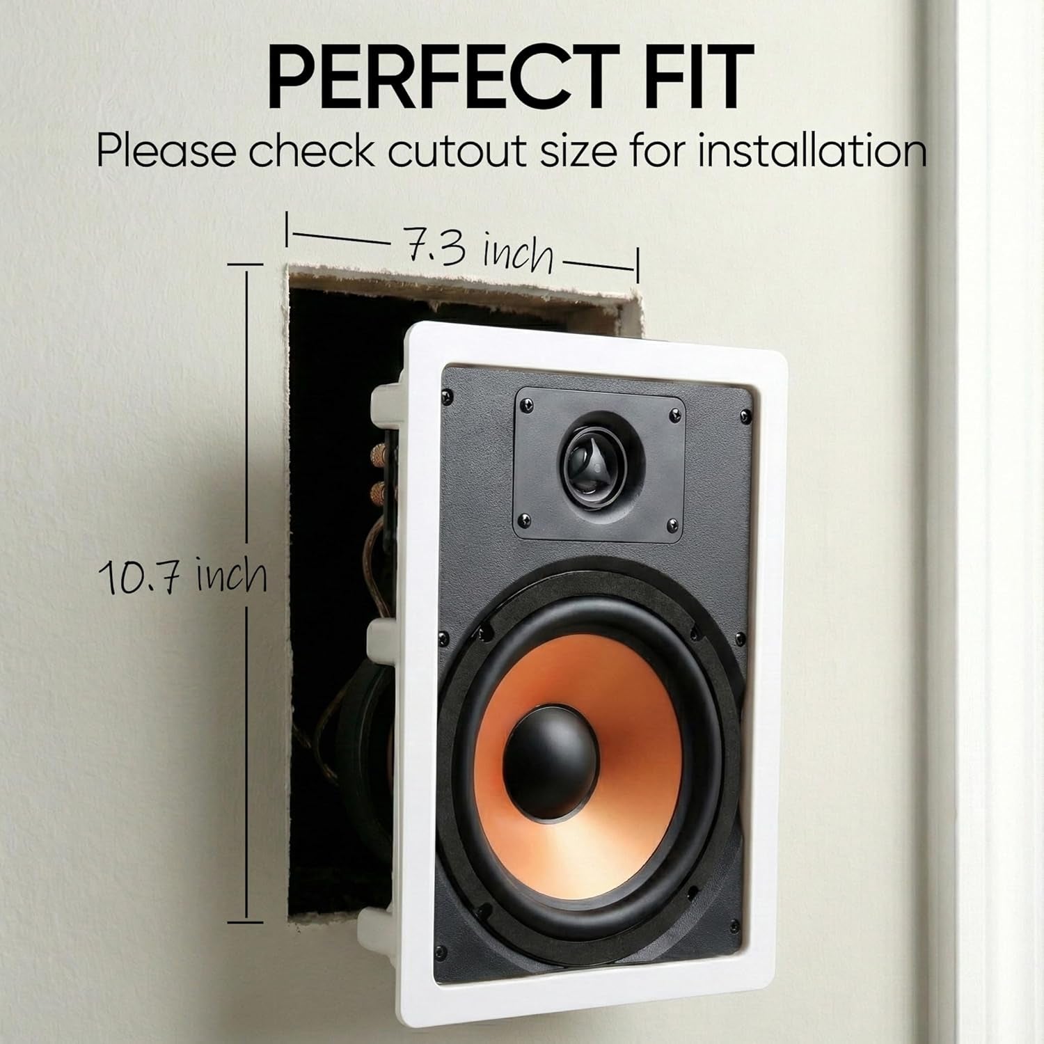 M-6S 6.5 Inch 2-Way In-Wall Speaker for Home Theater, Whole House Audio, Indoor or Covered Outdoor Areas, 6.5" Poly Woofer, 1" Pivoting Silk Tweeter, White, Paintable, Each
