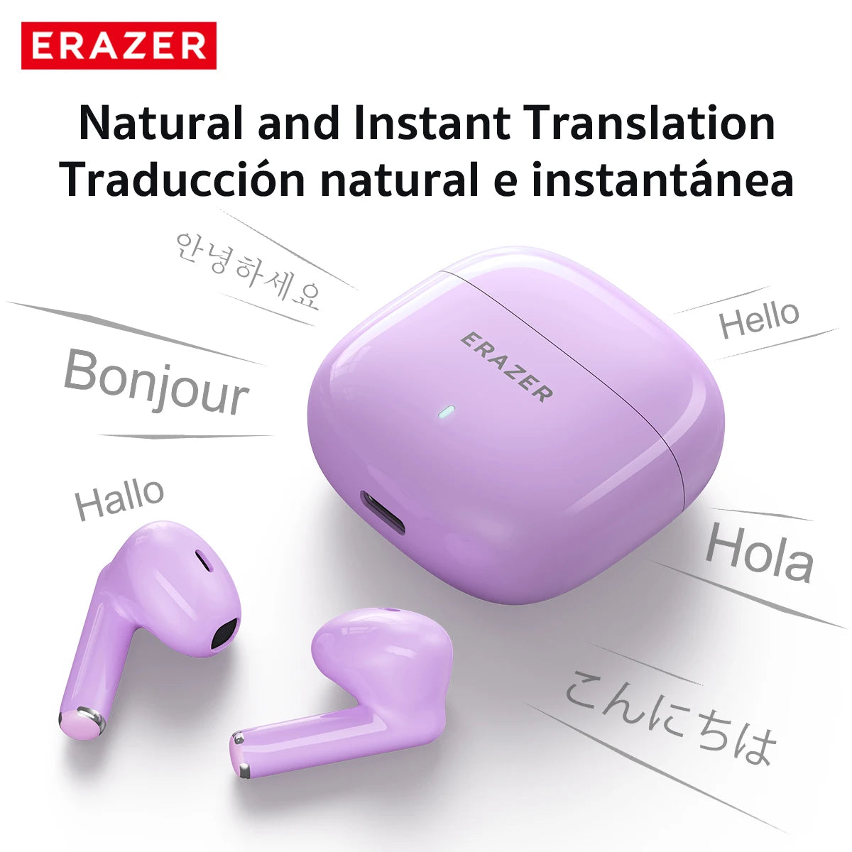 [AI Translator Earphones] Erazer Xt92Pro Bluetooth Earphones Real-Time Translate Earbuds Wireless Headphones for Travel Talking