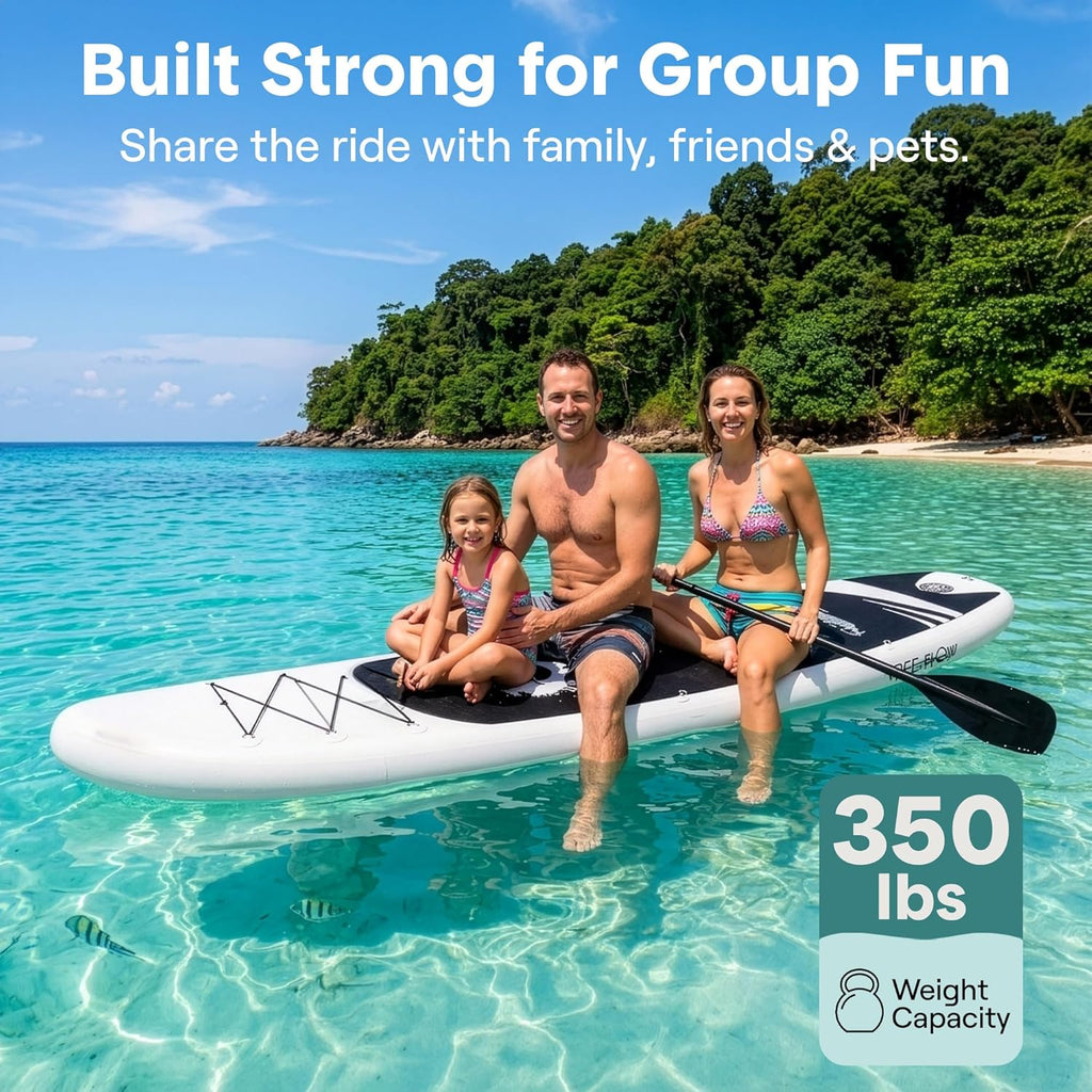 Inflatable Stand up Paddle Board - Wide Stable Design, Non-Slip Deck for Adults & Youth with Premium Paddle Board Accessories: Carry Bag, Dual Action Pump, Paddle, Ankle Leash