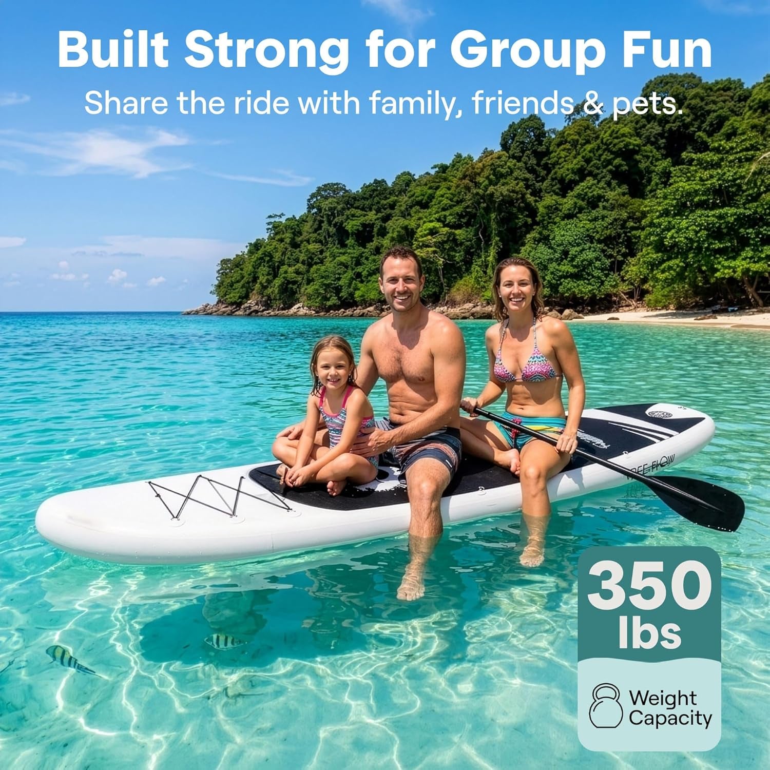 Inflatable Stand up Paddle Board - Wide Stable Design, Non-Slip Deck for Adults & Youth with Premium Paddle Board Accessories: Carry Bag, Dual Action Pump, Paddle, Ankle Leash