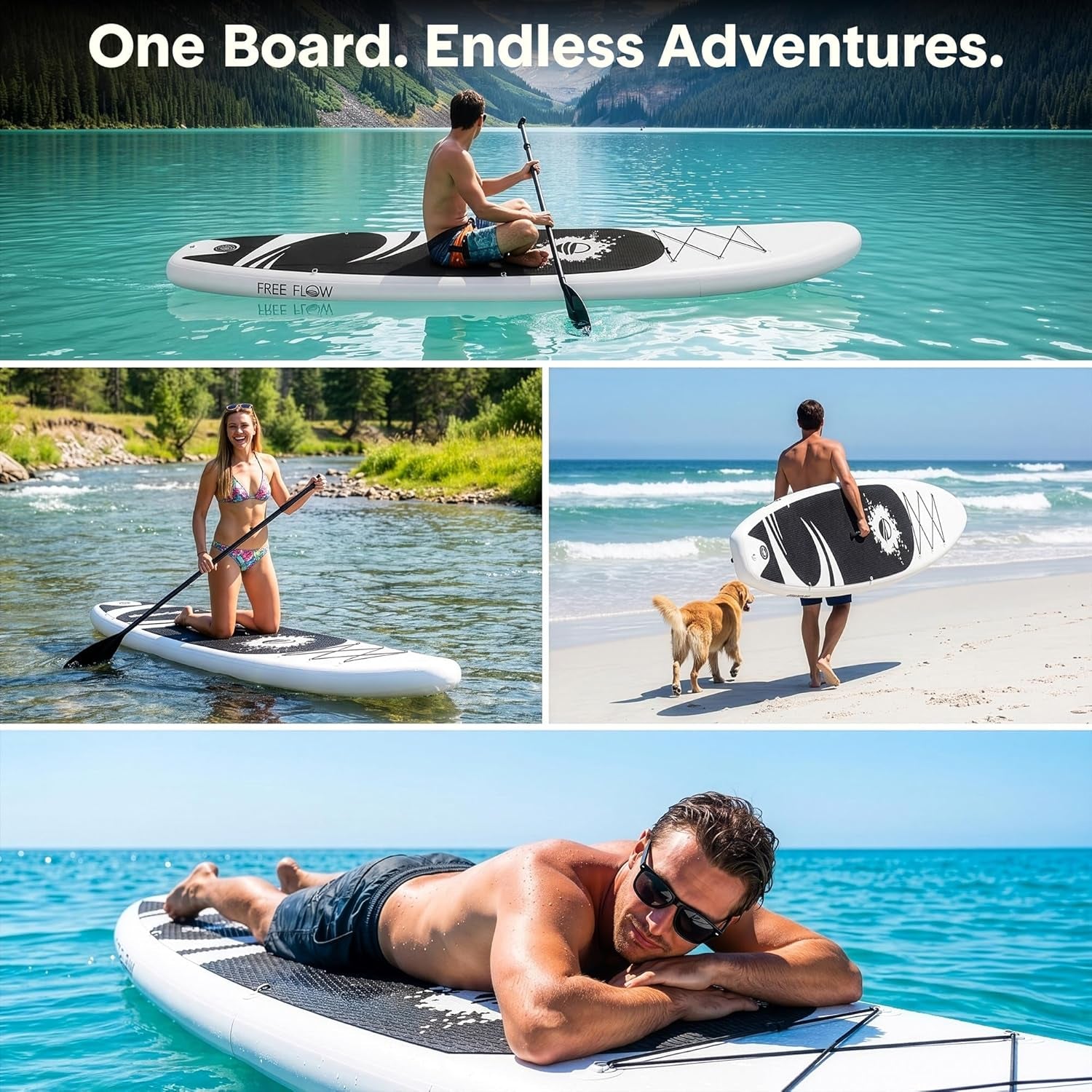Inflatable Stand up Paddle Board - Wide Stable Design, Non-Slip Deck for Adults & Youth with Premium Paddle Board Accessories: Carry Bag, Dual Action Pump, Paddle, Ankle Leash
