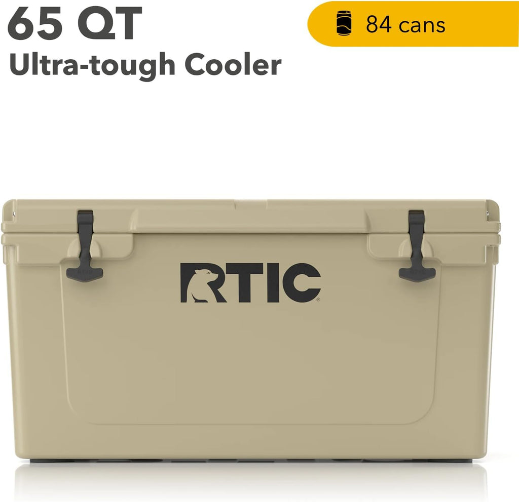 65 QT Ultra-Tough Cooler Hard Insulated Portable Ice Chest Box for Beach, Drink, Beverage, Camping, Picnic, Fishing, Boat, Barbecue