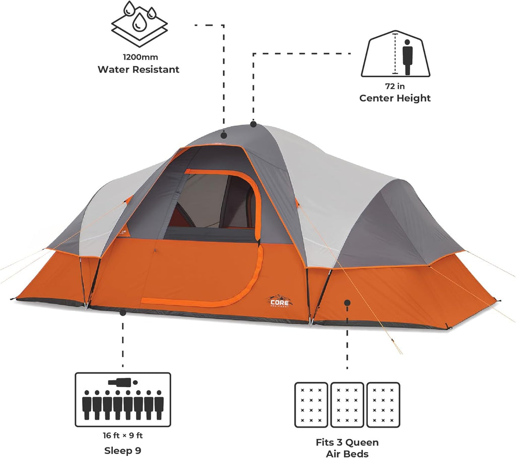 Tent for Family Camping, Hiking and Backpacking | Dome Camp Tents with Included Tent Gear Loft for Outdoor Accessories