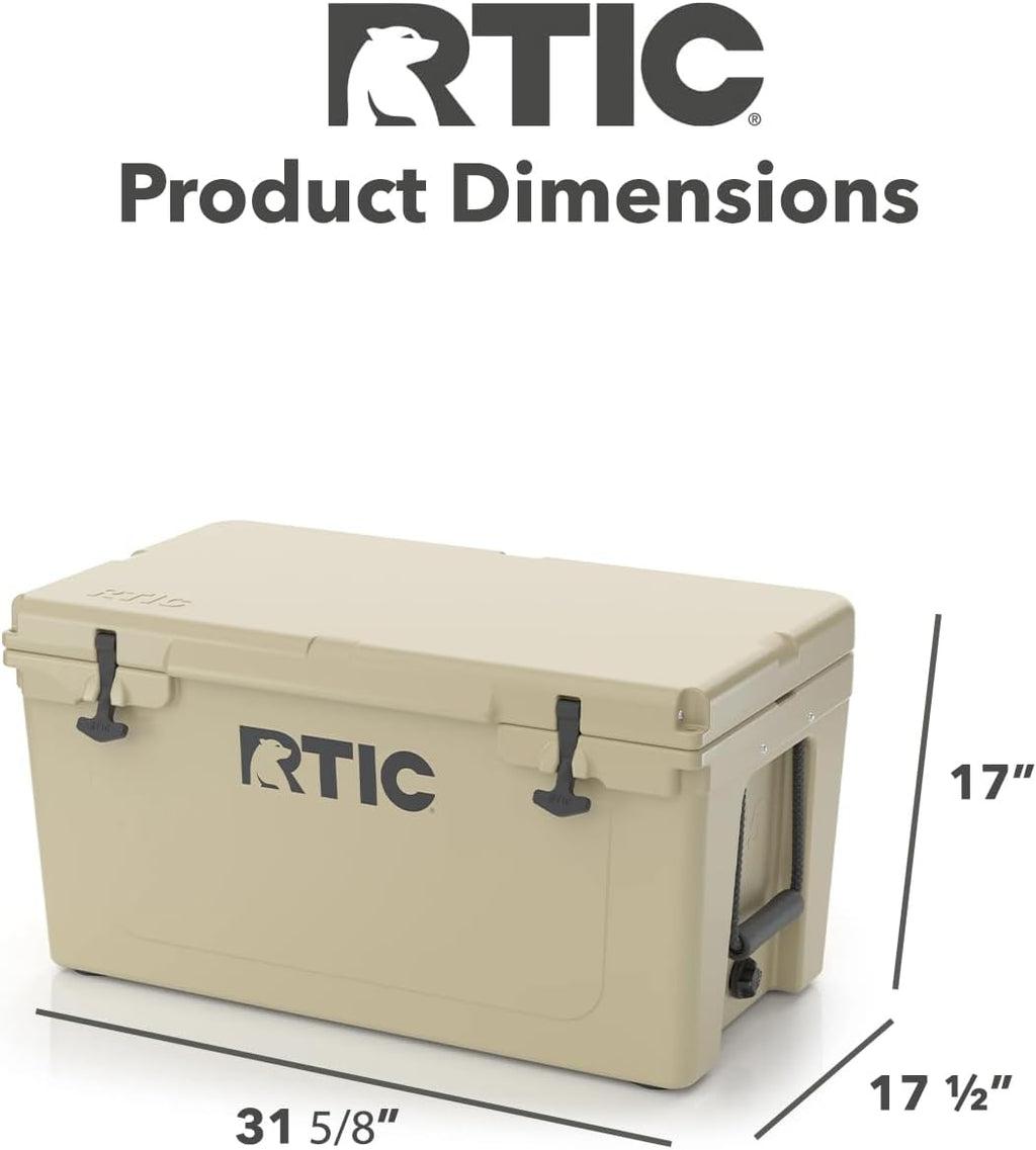 65 QT Ultra-Tough Cooler Hard Insulated Portable Ice Chest Box for Beach, Drink, Beverage, Camping, Picnic, Fishing, Boat, Barbecue