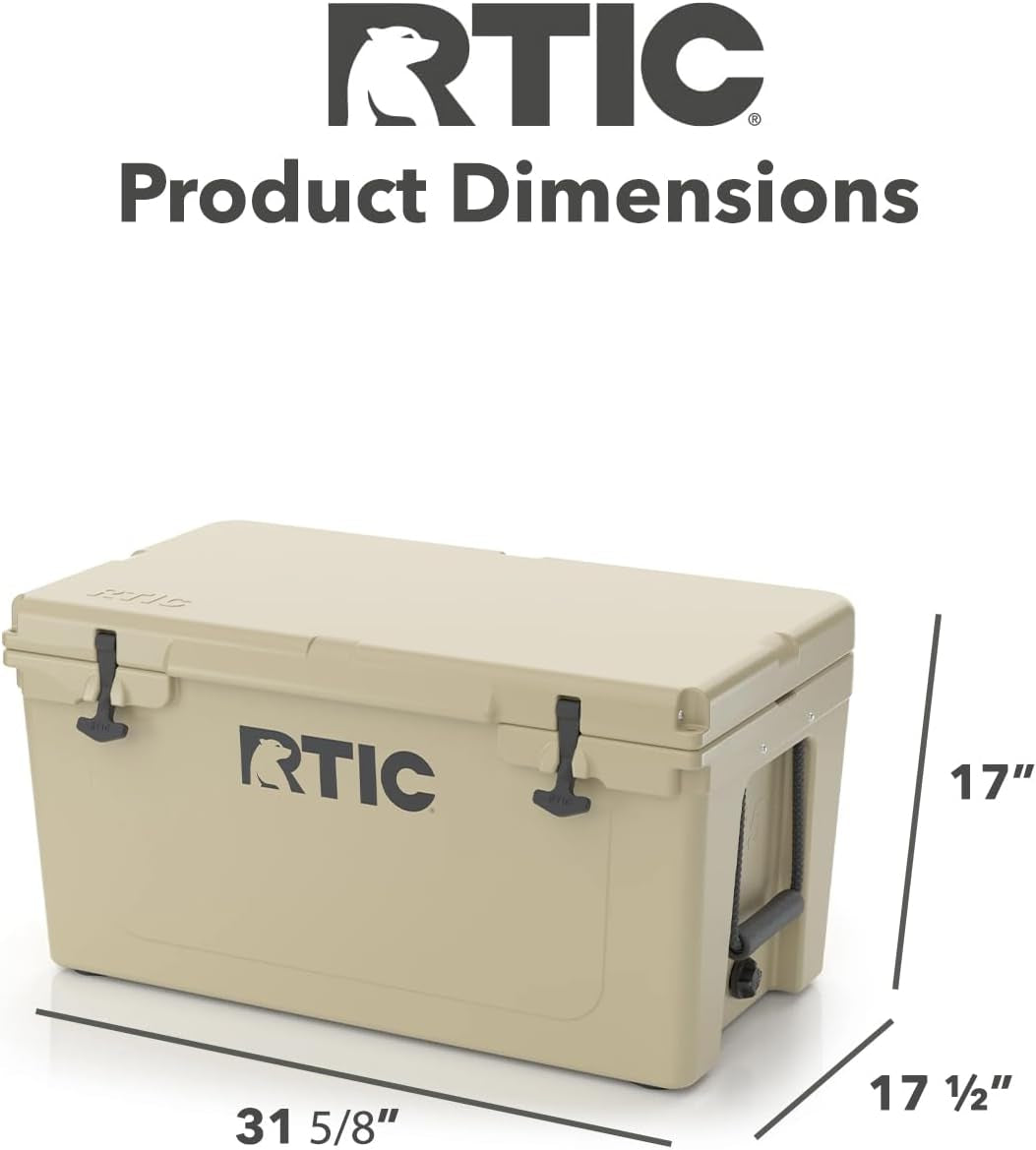 65 QT Ultra-Tough Cooler Hard Insulated Portable Ice Chest Box for Beach, Drink, Beverage, Camping, Picnic, Fishing, Boat, Barbecue